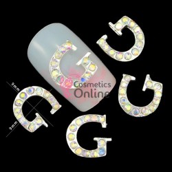 Decoratiuni 3D Metalice 220 Argintii cu Strasuri litera G 